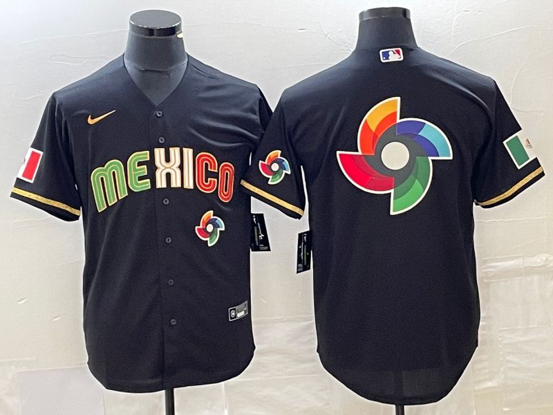 Men 2023 World Cub Mexico Blank Black gold Nike MLB Jersey15->more jerseys->MLB Jersey